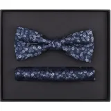 Venti Fliege VENTI "VENTI Set aus Fliege und Einstecktuch gemustert", Herren, blau (sattes dunkelblau), 100% Seide, Fliegen