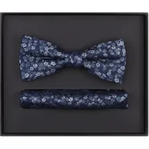 Venti Fliege VENTI "VENTI Set aus Fliege und Einstecktuch gemustert", Herren, blau (sattes dunkelblau), 100% Seide, Fliegen