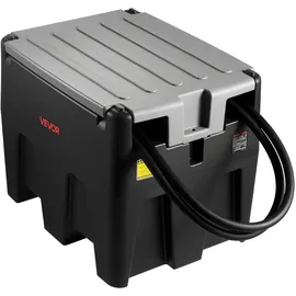 Vevor Tragbarer Dieseltank, 220 L Fassungsvermögen & 48L/min Durchflussrate, Gaskraftstofftank mit 12 V Transferpumpe & 4 m Gummischlauch, PE-Diesel-Transfertanks für Kraftstofftransport, Schwarz