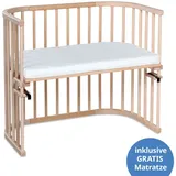 babybay Beistellbett Maxi extra groß - auch für Zwillinge inkl. Gratis Matratze Classic Soft - Natur unbehandelt