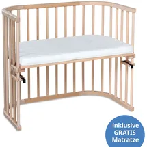 babybay Beistellbett Maxi extra groß - auch für Zwillinge inkl. Gratis Matratze Classic Soft - Natur unbehandelt