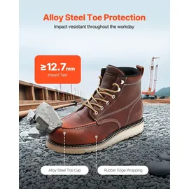 Vevor Arbeitsstiefel mit Stahlkappe, US-Größe 8, wasserdichte Arbeitsschuhe für Herren, Sicherheitsschuhe, leichte und atmungsaktive Herrenstief... - Braun