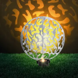 GLOBO Solarleuchte Metall 30x10x41 cm 2x LED warmweiß silber antik
