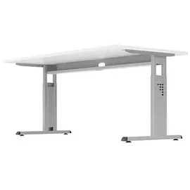 Hammerbacher OS 2E höhenverstellbarer Schreibtisch grafit rechteckig, C-Fuß-Gestell silber 200,0 x 100,0 cm