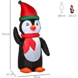 Homcom Aufblasbarer Weihnachts-Pinguin 1,6 m mit Lichtern