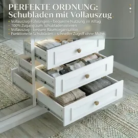 A&J MöbelLand Drehtürenschrank OSLO 200 x 215 x 59,5 cm Weiß