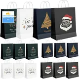 TK Gruppe Geschenkpapier 12x XXL Weihnachtstaschen Geschenktüten Geschenktaschen Modern, Mit Gechenkanhänger