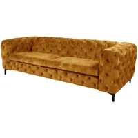 Riess-Ambiente Riess Ambiente Chesterfield Sofa MODERN BAROCK 235cm - senfgelb - Samt 3-Sitzer Couch Federkern Sofa Wohnlandschaft