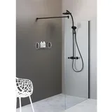 Evenes Walk-In Glasduschwand Ennai mit Wandprofil + Stabi.-Stange rund 1180x2000x8mm ESG mit ETC