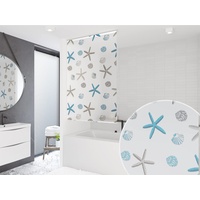 Basic DUSCHROLLO 180x240 cm DUSCHVORHANG Modell Oceanic Weiss BLAU BRAUN! Shower Rollo Curtain!