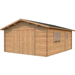 Garage PALMAKO "Roger", braun (hellbraun), Massivholz, Garagen, BxTxH: 514x598x287 cm, mit Holztor, hellbraun