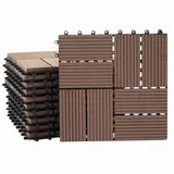 Mendler WPC Bodenfliese Rhone, Holzoptik Balkon/Terrasse, 11x je 30x30cm = 1qm ~ Premium, coffee Vierecke