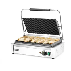 Hendi Kontaktgrill Panini mit großer gerillte Grillfläche und Gehäuse
