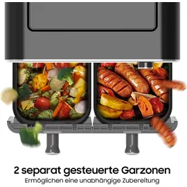iceagle Heißluftfritteuse 2 Kammern Airfryer XXL 11L schwarz