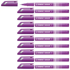 Stabilo - Fineliner mit gefederter Spitze - SENSOR F - fein - 10er Pack - lila