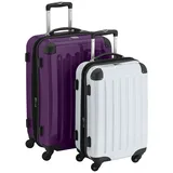 Hauptstadtkoffer® · 2er Hartschalen Kofferset · Handgepäck 45 Liter + Koffer 87 Liter (aubergine-Weiss)