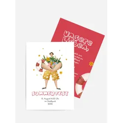 Einladung zum Sommerfest selbst gestalten mit Spruch und Fotos im Onlinedesigner bei Meine-Kartenmanufaktur.de