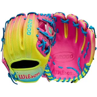 Wilson Herbst 2025 A2000 1786SS 29,2 cm Infield-Baseball-Handschuh – Rechtshänder, blau/optisches Gelb/Rosa