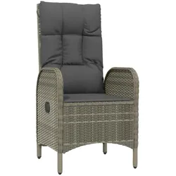 vidaXL Gartenstühle 2 Stk. Poly Rattan Grau