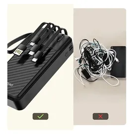 DUDAO K11 Pro Powerbank mit integrierten Kabeln Schwarz