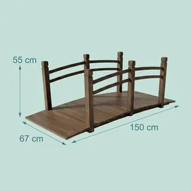 Relaxdays Garten Brücke 55 x 150 x 67 cm Braun