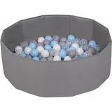 Petsona Hundepool Für Hunde Faltbarer Hundeplanschbecken Mit Bunten Bällen, Hundebadewanne Spielbereich Und Planschbecken Katzen, Grau: Grau/Weiß/Transparent/Babyblau