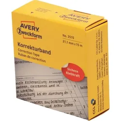 Avery Zweckform Korrekturband im Spender, 21,1 mm x 15 m, weiß, ablösbar, für 5 Zeilen (Schreibmaschine),  handbeschriftbar, blickdicht