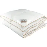 Ribeco Daunendecke Ella, Weiß, Kupfer, Textil, Füllung: Daunen, 155x220 cm, Made in Germany, Oeko-Tex® Standard 100, Responsible Down Standard (Rds), Downpass, Downafresh®, für Hausstauballergiker geeignet, temperaturausgleichend, feuchtigkeitsregulierend, weich und anschmiegsam, reines Naturprodukt, atmungsaktiv, sehr leicht, Schlaftextilien, Bettdecken, Daunendecken