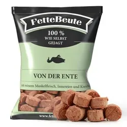 FetteBeute BARF Komplettmenü für Hunde TK-Nugget Napffertig Ente 6x800 g