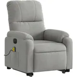 vidaXL Massagesessel mit Aufstehhilfe Mikrofasergewebe 89,5 x 103,5 x 0 cm Hellgrau elektrisch