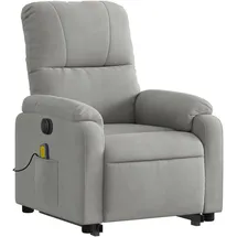 vidaXL Massagesessel mit Aufstehhilfe Mikrofasergewebe 89,5 x 103,5 x 0 cm Hellgrau elektrisch