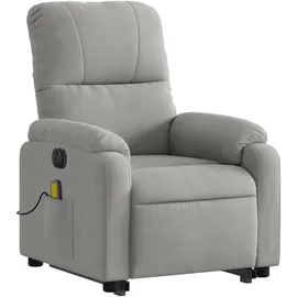 vidaXL Massagesessel mit Aufstehhilfe Mikrofasergewebe 89,5 x 103,5 x 0 cm Hellgrau elektrisch