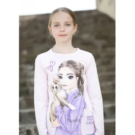 TopModel Langarmshirt TOPMODEL, Mädchen, Gr. 128, rosa (ballerina), Single Jersey, Obermaterial: 100% Baumwolle, bedruckt, hüftbedeckend, Rundhals, abgesteppte Kante, Shirts, mit großem TOP Model Frontmotiv