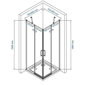 Bernstein EX809 Eckdusche mit Drehtür 80 x 195 cm transparent Sicherheitsglas inkl. Duschtasse
