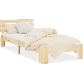 Homestyle4u Bett mit Lattenrost Holz Natur Holzbett 90x200 Einzelbett 90 x 200 cm Massivholzbett 90x200 Kiefer –