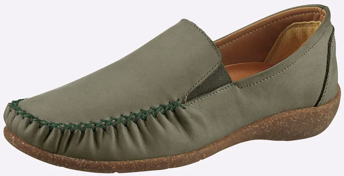Slipper LORETTA, Damen, Gr. 39, schilf, Glattleder, Schuhe Slipper