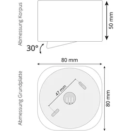 SSC-LUXon TEARA LED Aufbauspot weiß, flach & schwenkbar inkl. wechselbarem LED Modul 4W warmweiß 230V- Mini Aufbauleuchte
