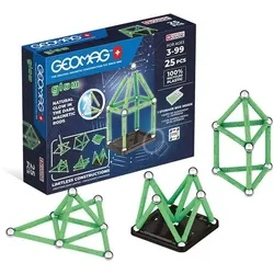 Invento 507070 - Geomag Classic Glow Recycled 25 pcs, Magnetischer Baukasten, Magnetspielzeuge