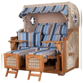 Mr. Deko bene,iving Strandkorb Komplettset Ammersee Grande XL Teak PE shell Modell 580 inkl. Liftersystem