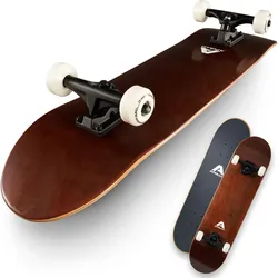 Skateboard 7-lagiges Skateboard Deck, Medium Concave, ABEC-7 Kugellager braun 31"