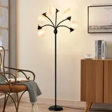 Depuley LED Stehlampe Wohnzimmer, E27 Moderne Stehleuchte mit 5 Flammig, Vintage Leselampe Gold mit Drehschalter, 360°Drehbarer Lampenhalter, Retro Standlampe für Büro,Schlafzimmer,Sofa Studio