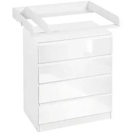 Woltu Wickelkommode mit abnehmbarer Wickelauflage, Hochglanz Weiß