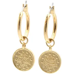 Paar Creolen FIRETTI "Münze", gold (gelbgoldfarben), Ohrringe, Damen, Metall, Einhänger abnehmbar