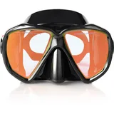 Taucherbrille für Erwachsene mit Anti-Nebel Schnorchelmaske, Schwimmmaske gehärtetem Glas und Nasenabdeckung zum Schnorcheln und Schwimmen (Schwarz (Rot Linse))