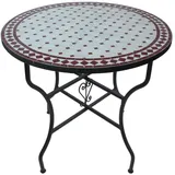 Tisch Esstisch Gartentisch Mediterraner Mosaiktisch Handmade Rund Ø 80 cm Mittel