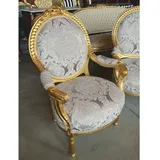 Casa Padrino Barock Medaillon Salon Stuhl Grau / Gold H. 100 cm - Barock Möbel