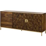 Massivmoebel24 Sideboard 180 x 77 x 40 cm Braun Geölt