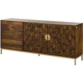 Massivmoebel24 Sideboard 180 x 77 x 40 cm Braun Geölt