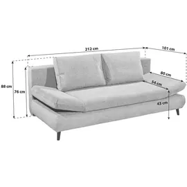 ed exciting design Schlafsofa Polyester 2-Sitzer Hellgrau