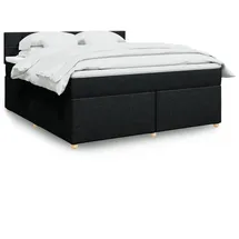 vidaXL Boxspringbett mit Matratze Schwarz 180x200 cm Stoff - Schwarz